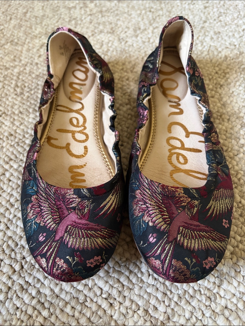 Sam Edelman Black Floral & Bird Brocade Ballet Flats